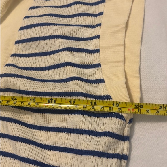 Entro Cream and Blue Striped Mini Dress SZ M 100% Cotton cap sleeve casual vacay - Picture 7 of 12